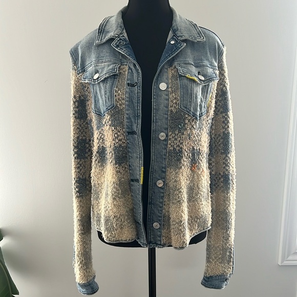 Pilcro bohemian/vintage style denim-knit jacket small - Picture 2 of 15